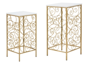 Tavolinetti Porta Telefono Spiral Coppia Cm 34X34X70-29X29X60