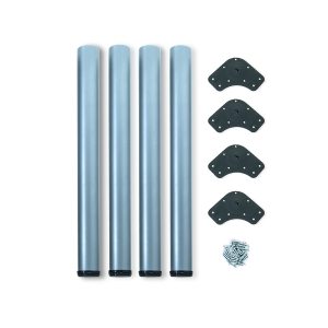 Emuca Kit di 4 gambe per tavolo regolabili D. 60 x 830 mm in acciaio verniciato grigio metallizzato