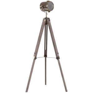 HOMCOM Vintage Tripod Floor Lamp, 65L, Modern Adjustable Height Tall Table Lamp for Living Room Bedroom-Wood/Bronze Colour