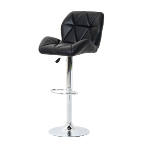 HOMCOM PU Leather Rhombus Design Barstool with Adjustable Height Black