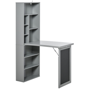 HOMCOM Folding Convertible Desk Grey Multi-function Workstation