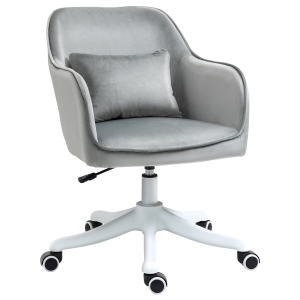 Vinsetto Faux Velvet Tub Office Chair w/ Pillow Grey