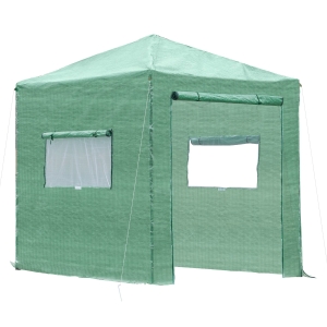 Outsunny Portable Walk in Pop-up Greenhouse Outdoor for Plants Garden Foldable with Carrying Bag , PE Cover, Steel Frame, Green, 2.4L x 1.8W x 2.4H m