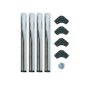 Emuca Kit di 4 gambe per tavolo regolabili D. 60 x 710 mm in acciaio nichel satinato