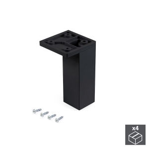 Emuca Piedino per mobile, angolo, regolabile, 100 - 110 mm, Plastica, Nero, 4 un.
