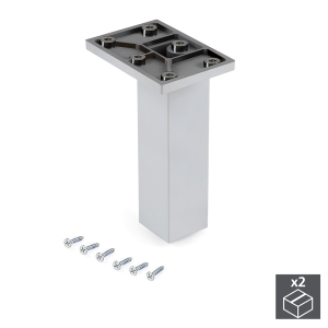 Emuca Piedino per mobile, centrale, regolabile, 140 - 150 mm, Plastica, Cromato, 2 un.