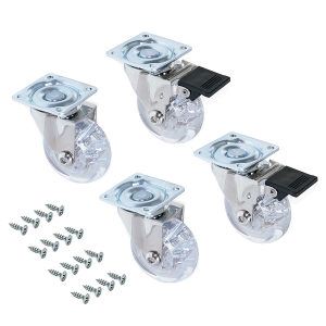 Emuca Kit di 4 ruote transparenti Slip D. 75 mm con piastra di montaggio e cuscinetti a sfera