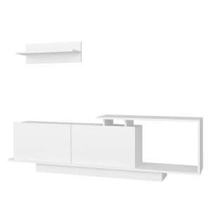 HOMCOM Set Mobile Porta TV con Armadietti e Mensola da Appendere in Legno, 180x29.6x45cm