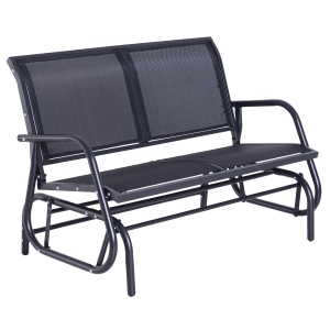 Outsunny® Banco Balancín tipo Silla Oscilante de Jardín o Patio con 2 Plazas 123x70x87cm Hierro Acero y Tela Textilene