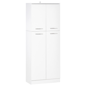 HOMCOM Armario Alto de 2 Puertas Mueble Auxiliar de Almacenaje Multifuncional con 5 Estantes y Baldas Ajustables Moderno para Salón Dormitorio Cocina 59x31x155 cm Blanco