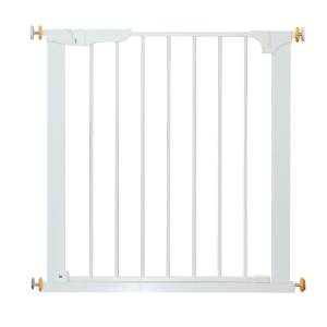 PawHut Puerta de Metal Blanca de Escalera o Pasillo para Mascotas tipo Barrera de Seguridad 74-95cm