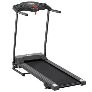 HOMCOM Foldable Motorised Treadmill Indoor Electric Adjustable Running Machine 3 Preset Programs w/ LCD Display, Cup Holders, Black