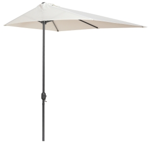 Outsunny Sombrilla Semicircular 230x130x245 cm Parasol para Pared de Jardín con Manivela y Mástil de Metal de Ø38 mm Terraza Balcón Crema