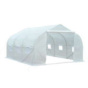 Outsunny Invernadero con Cubierta para Jardín Patio Caseta 445x299x200cm Mosquitera Plantas Flores Blanco