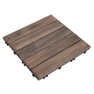 Outsunny Set de 27 Baldosas de Madera 30x30 cm con Área de 2,5 m² Losetas Sistema de Clic para Balcón Terraza Jardín Marrón Oscuro