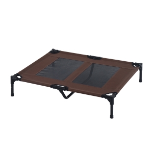 PawHut Cama Elevada para Perros Transpirable Interior y Exterior 91,5x76,2x18 cm Marrón