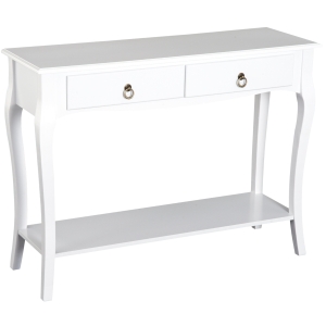 HOMCOM consoletafel met 2 lades console sideboard houten poten hal wit