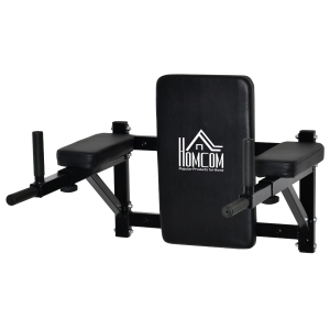 HOMCOM Barra de Musculación para Pared con Brazos Ajustables para hacer Dominadas Flexiones y Crossfit en Casa 70x53-63x48 cm Negro