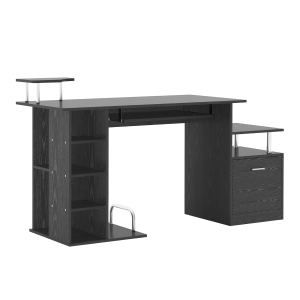 HOMCOM Computertafel bureau kantoortafel PC-tafel werktafel hout zwart