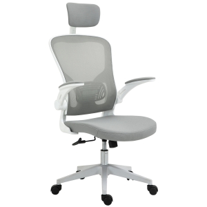 Vinsetto kantoorstoel ergonomische bureaustoel met kantelfunctie hoge rugleuning lendensteun hoofdsteun opklapbare armsteun kantoor aan huis grijs 65 x 64 x 114-122 cm