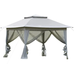Outsunny Foldable Pop-up Party Tent Instant Canopy Sun Shade Gazebo Shelter Steel Frame Oxford w/ Roller Bag, 3.6 x 3.6 x 2.9(m) 
