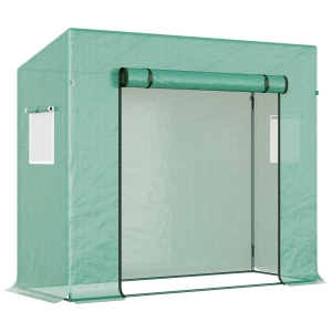 Outsunny Invernadero de Jardín Exterior 200x77x170 cm/150 cm Tubo de Acero 1 Puerta 2 Ventanas Tomates Semillero