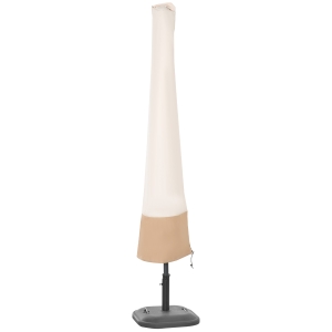 Outsunny Funda para Sombrilla de Jardín Impermeable de Tela Oxford 600D Ø60x190 cm Funda Protectora de Parasol con Banda Elástica y Cremallera para Patio Terraza Exterior Beige