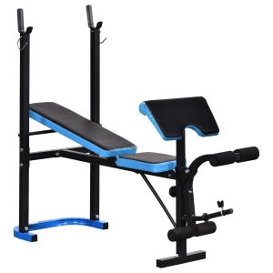Banc de musculation Fitness réglable acier PU bleu noir