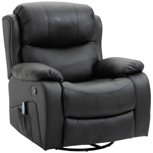 HOMCOM Poltrona Relax Massaggiante Riscaldante Reclinabile Ecopelle 92*104*97cm Nero