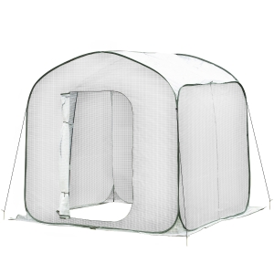 Serre de jardin pop-up porte zippée enroulable sac transport PE blanc vert