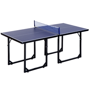 HOMCOM Tavolo da Ping Pong Pieghevole con Rete da Gioco in Acciaio e MDF, 182x91x76cm - Blu