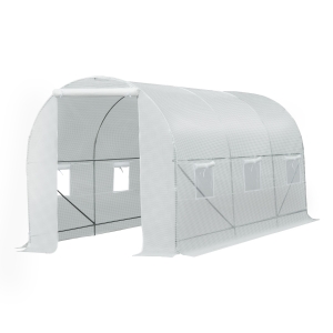 Outsunny Serre de Jardin avec 6 Fenêtres Blanc 304 x 83 x 28 cm