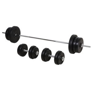 Homcom Set Bilanciere con 2 Manubri Pesi 14 Dischi Peso Totale: 65 kg in Acciaio e Plastica