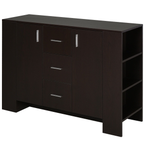 Homcom Credenza con 2 Ante 3 Cassetti e 3 Ripiani in Legno Scuro