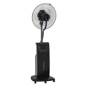 HOMCOM Ventilatore Nebulizzatore con Telecomando da 5m, Timer 12h e Oscillazione 70°, 3 Velocità e 3 Funzioni, Tanica 3.1L, 90W, Ф44.5x135cm Nero