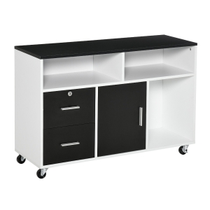 HOMCOM Mobile Porta Stampante con Cassetti Mobiletto Multiuso Nero e Bianco