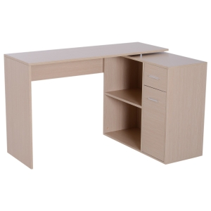 Homcom Scrivania angolo con 2 Ripiani e 2 Cassetti, Color Legno Rovere, 117x82x74cm