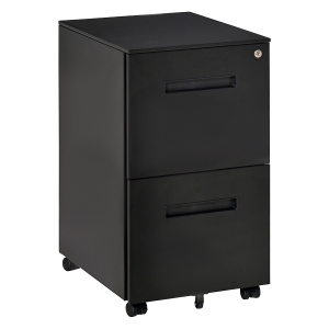 Vinsetto Cassettiera da Ufficio in acciaio con Ruote, 2 Cassetti con Serratura 39x48x67cm, Nero