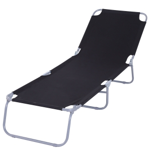Outsunny Sdraio da Giardino Pieghevole in Metallo e Tessuto Oxford, Lettino Prendisole Traspirante 187L x 55P x 24Acm Nero