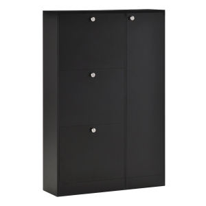 Homcom scarpiera salvaspazio mobile da ingresso porta scarpe moderna in Legno Nero 8 Scomparti 80x24x120cm