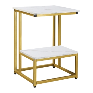 HOMCOM Tavolino Basso con Piedini Regolabili - Bianco Oro