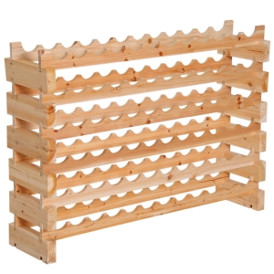 Homcom Cantinetta Scaffale Portabottiglie in Legno di Pino 6 Ripiani 72 Bottiglie
