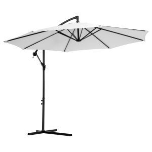 Outsunny Ombrellone da Giardino a Braccio con Manovella, Φ3x2.5m, Bianco