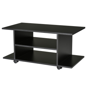 Homcom Mobile Porta Tv in Legno con Ruote, Nero, 80x40x40cm