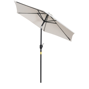 Outsunny Ombrellone da Giardino Inclinabile Apertura a Manovella, Palo in Metallo e 8 Stecche, Bianco Crema Φ227cm