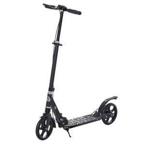 HOMCOM Monopattino Pieghevole in Alluminio con Freno a Disco, Manubrio Regolabile e Ammortizzatore, 100x39x80-103.5cm, Nero