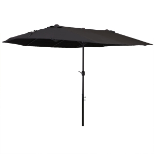 Outsunny Ombrellone da Giardino Doppio con Apertura a Manovella, Acciaio e Poliestere, 460x270x240cm, Nero
