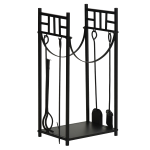 Serviteur de cheminée multi-accessoires métal noir
