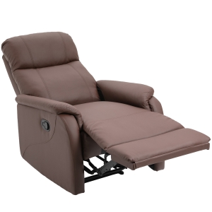 Homcom Poltrona Relax Manuale con Schienale Reclinabile e Poggiapiedi in Similpelle Marrone