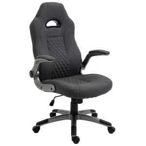Vinsetto Sedia Gaming Ergonomica e Girevole in Tessuto Grigio 70.5x70x113-121cm